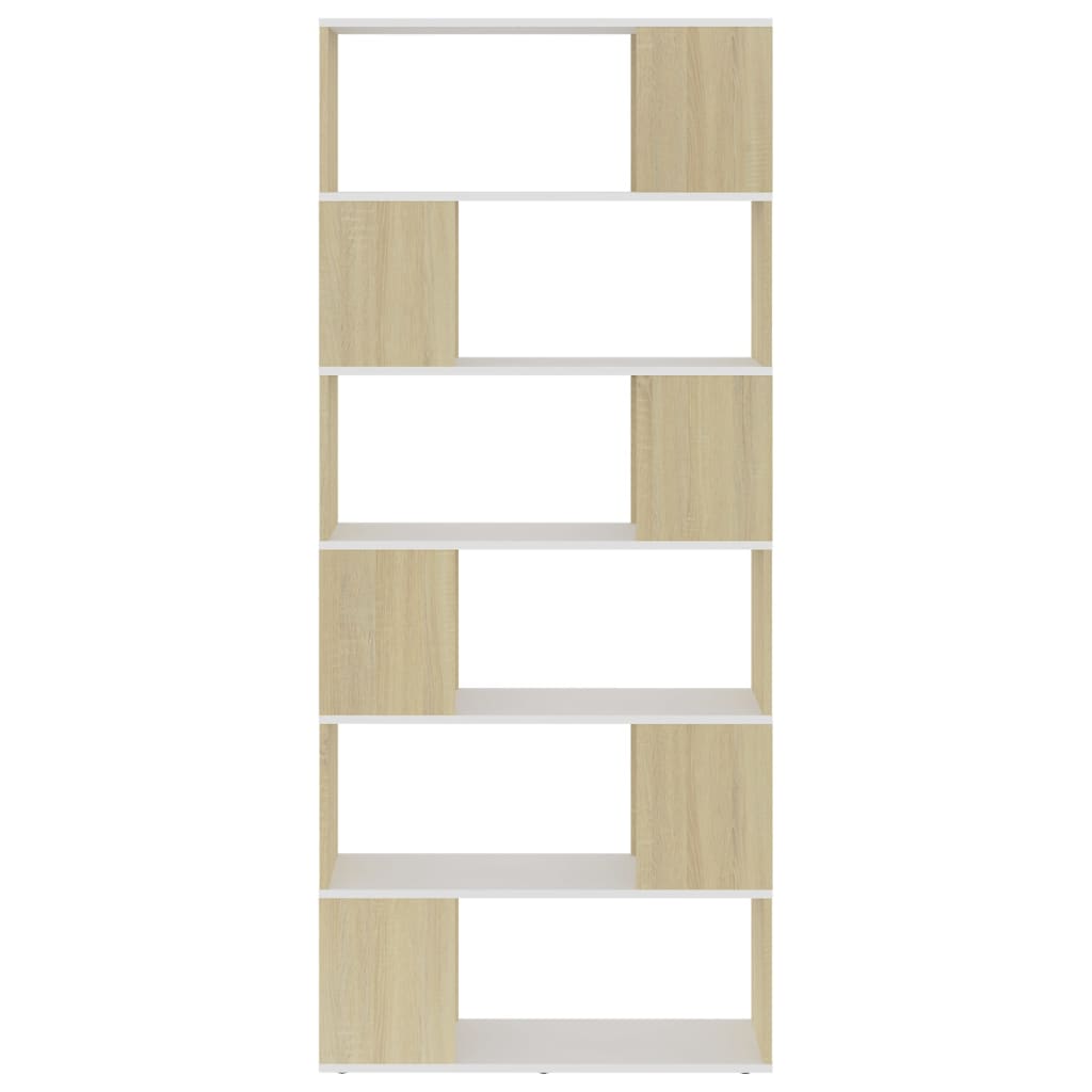 vidaXL Étagère Bibliothèque Séparateur de Pièce Blanc Chêne Sonoma 80x24x186 cm