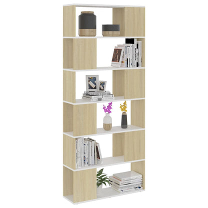 vidaXL Étagère Bibliothèque Séparateur de Pièce Blanc Chêne Sonoma 80x24x186 cm