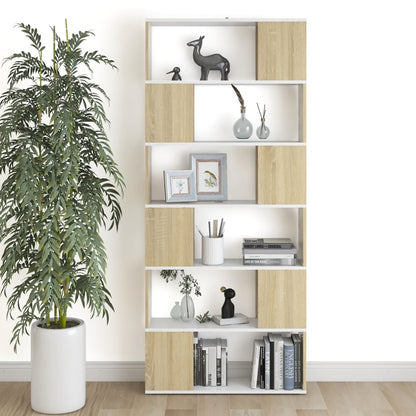 vidaXL Étagère Bibliothèque Séparateur de Pièce Blanc Chêne Sonoma 80x24x186 cm