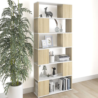 vidaXL Étagère Bibliothèque Séparateur de Pièce Blanc Chêne Sonoma 80x24x186 cm