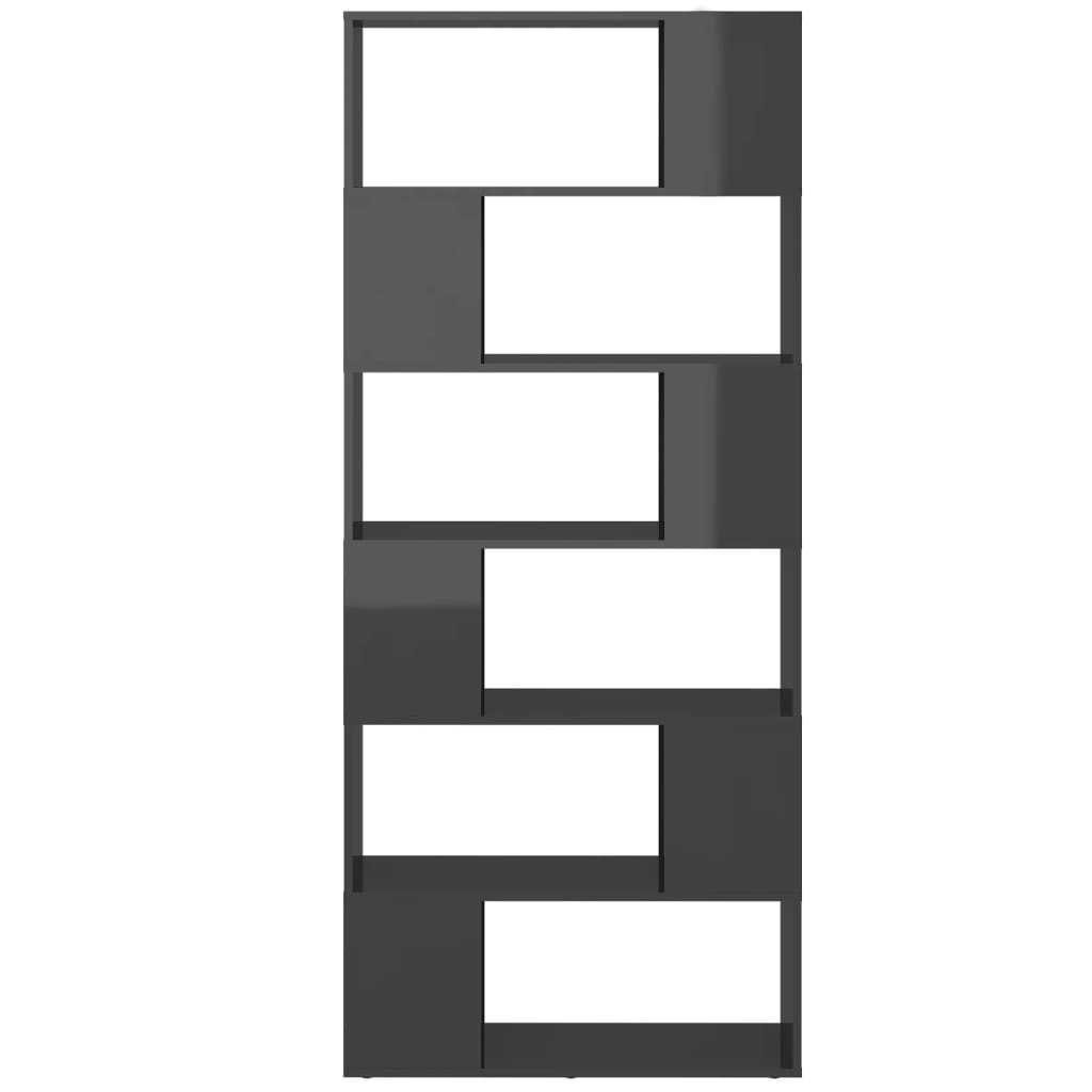 vidaXL Bibliothèque étagère de séparation Gris brillant 80x24x186 cm Bois d'ingénierie