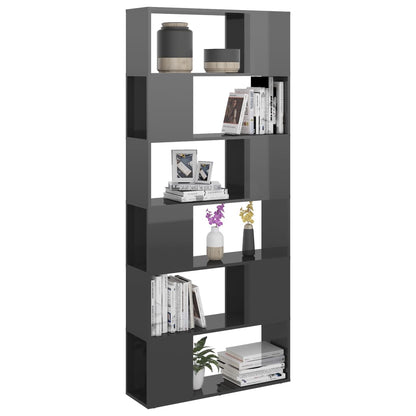 vidaXL Bibliothèque étagère de séparation Gris brillant 80x24x186 cm Bois d'ingénierie