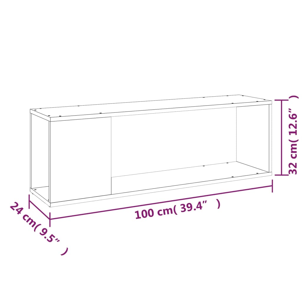 vidaXL TV-Schrank Betongrau 100x24x32 cm Holzwerkstoff