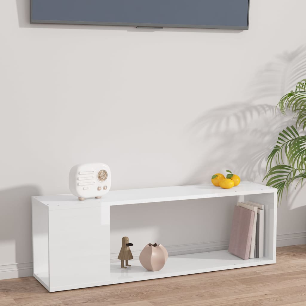 vidaXL Meuble TV blanc brillant 100x24x32 cm Aggloméré