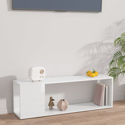 vidaXL Meuble TV blanc brillant 100x24x32 cm Aggloméré