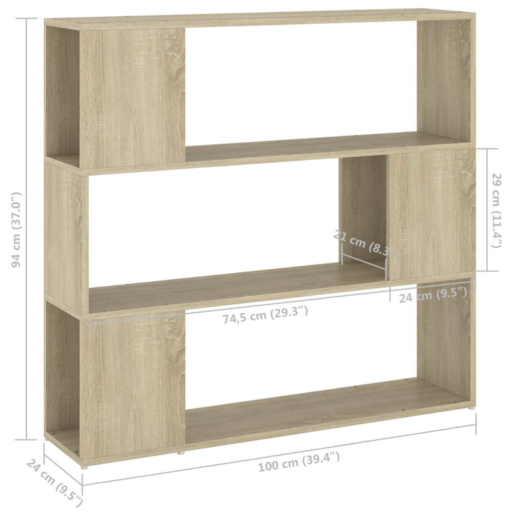 vidaXL Bücherregal Raumteiler Sonoma-Eiche 100x24x94 cm