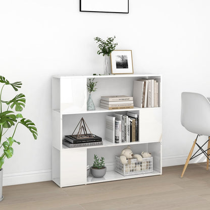 vidaXL Bücherregal Raumteiler Hochglanz-Weiß 100x24x94 cm