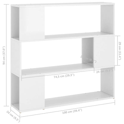 vidaXL Bücherregal Raumteiler Hochglanz-Weiß 100x24x94 cm
