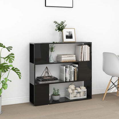 vidaXL Bücherregal Raumteiler Hochglanz-Schwarz 100x24x94 cm