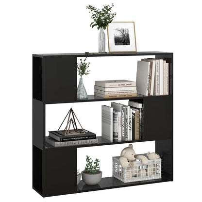vidaXL Bücherregal Raumteiler Hochglanz-Schwarz 100x24x94 cm