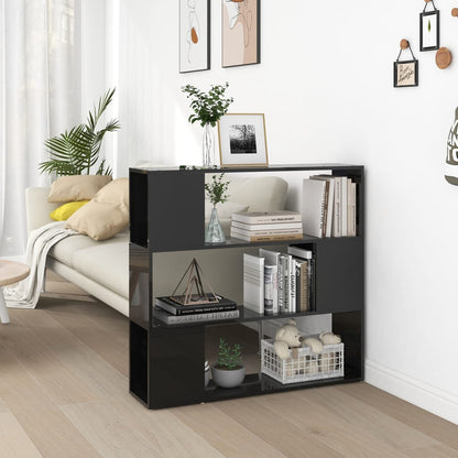 vidaXL Bücherregal Raumteiler Hochglanz-Schwarz 100x24x94 cm