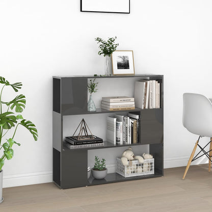 vidaXL Bücherregal Raumteiler Hochglanz-Grau 100x24x94 cm