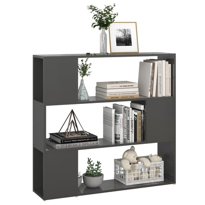 vidaXL Bücherregal Raumteiler Hochglanz-Grau 100x24x94 cm