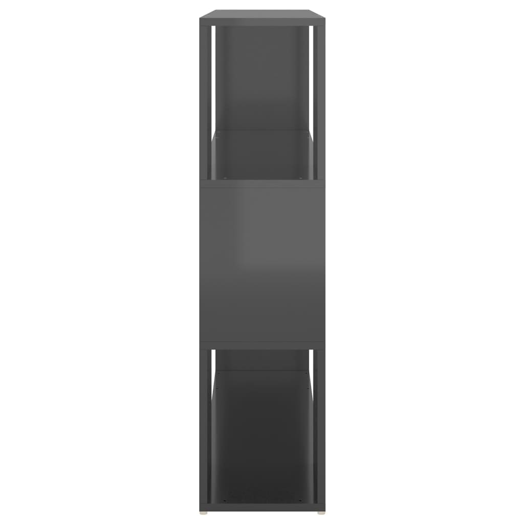 vidaXL Bücherregal Raumteiler Hochglanz-Grau 100x24x94 cm