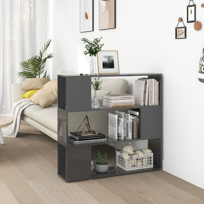 vidaXL Bücherregal Raumteiler Hochglanz-Grau 100x24x94 cm