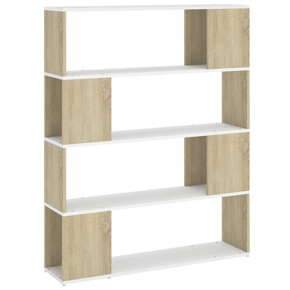 vidaXL Bücherregal Raumteiler Weiß Sonoma-Eiche 100x24x124 cm