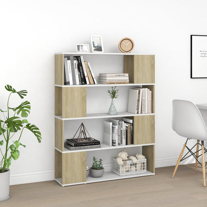 vidaXL Bücherregal Raumteiler Weiß Sonoma-Eiche 100x24x124 cm