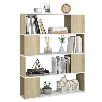 vidaXL Bücherregal Raumteiler Weiß Sonoma-Eiche 100x24x124 cm
