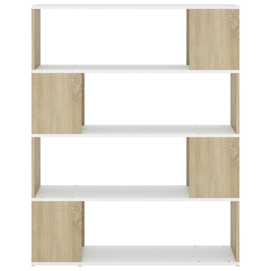 vidaXL Bücherregal Raumteiler Weiß Sonoma-Eiche 100x24x124 cm