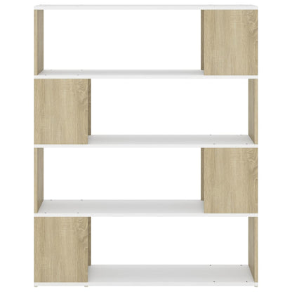 vidaXL Bücherregal Raumteiler Weiß Sonoma-Eiche 100x24x124 cm