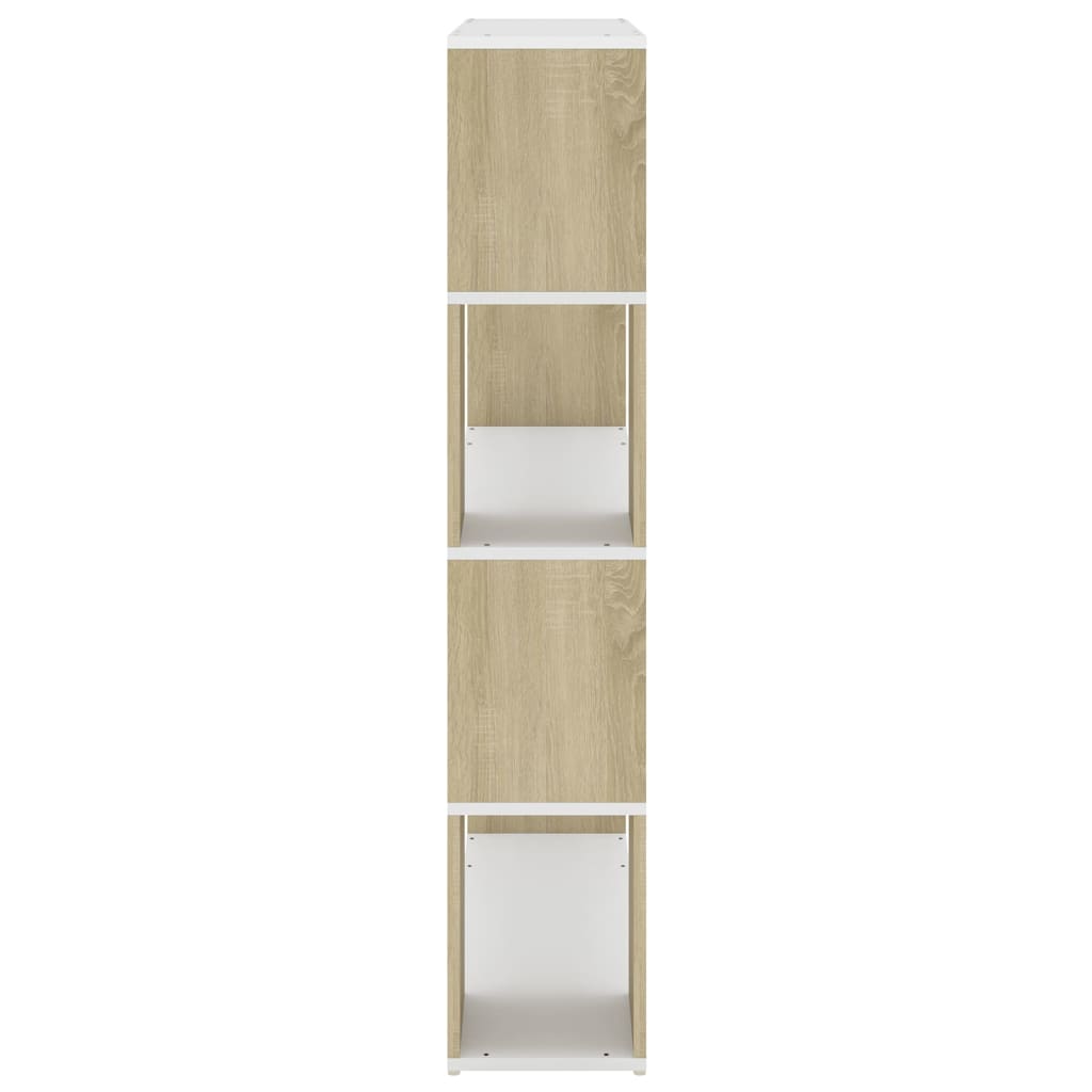 vidaXL Bücherregal Raumteiler Weiß Sonoma-Eiche 100x24x124 cm
