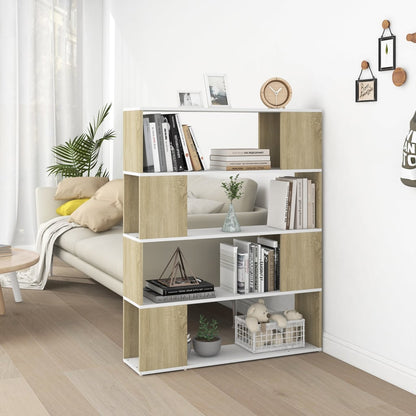 vidaXL Bücherregal Raumteiler Weiß Sonoma-Eiche 100x24x124 cm