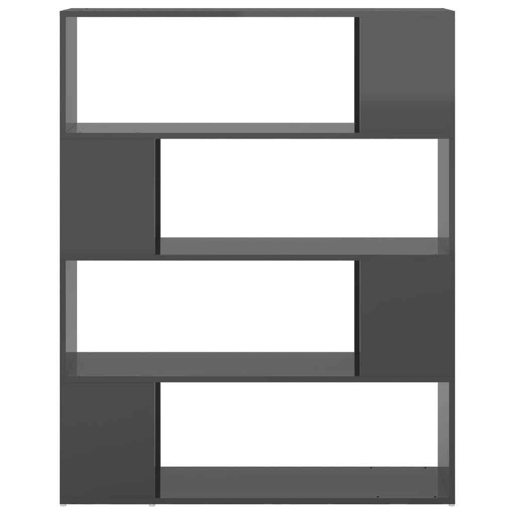 vidaXL Bücherregal Raumteiler Hochglanz-Grau 100x24x124 cm