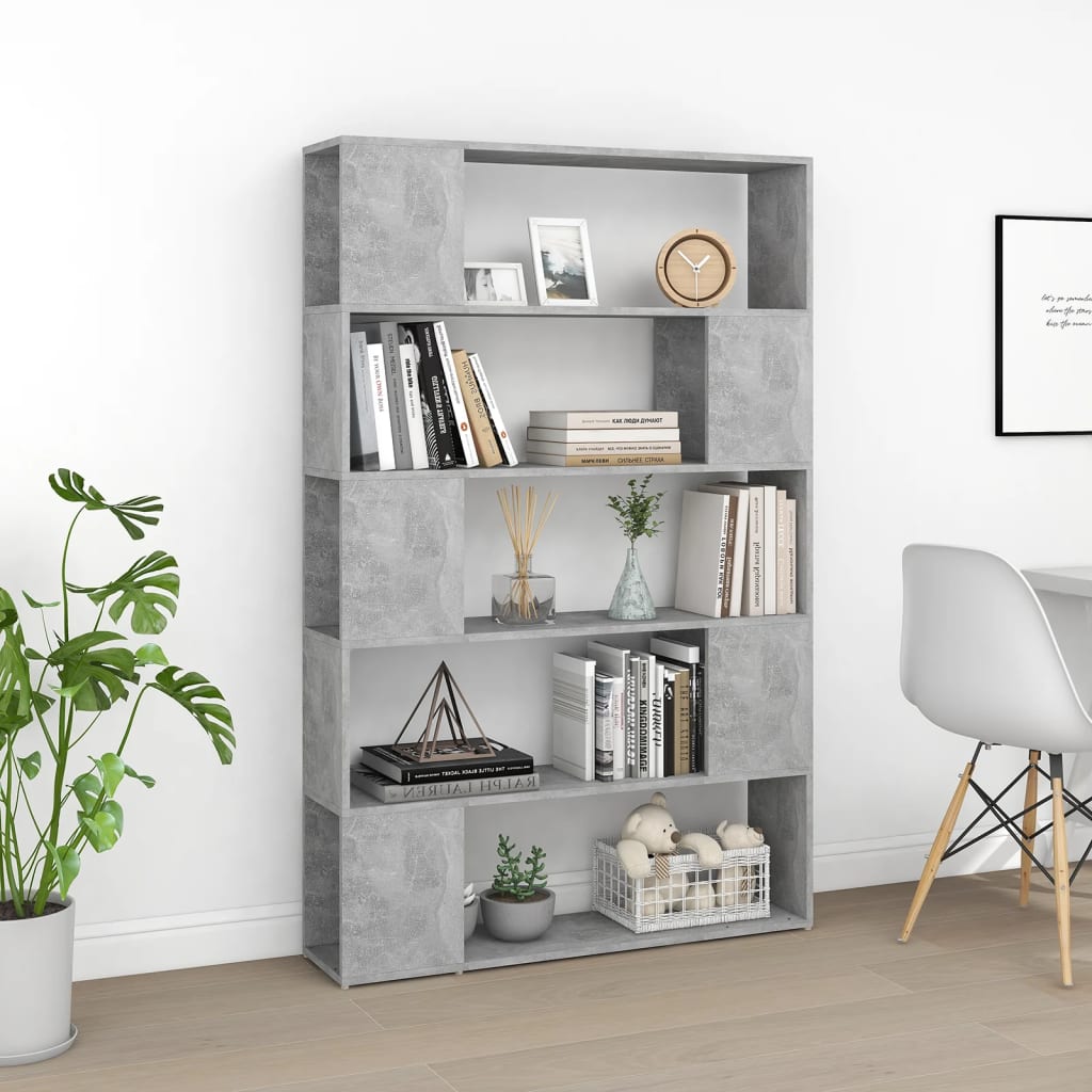 vidaXL Bibliothèque Séparateur de pièce Gris béton 100x24x155 cm Bois d'ingénierie