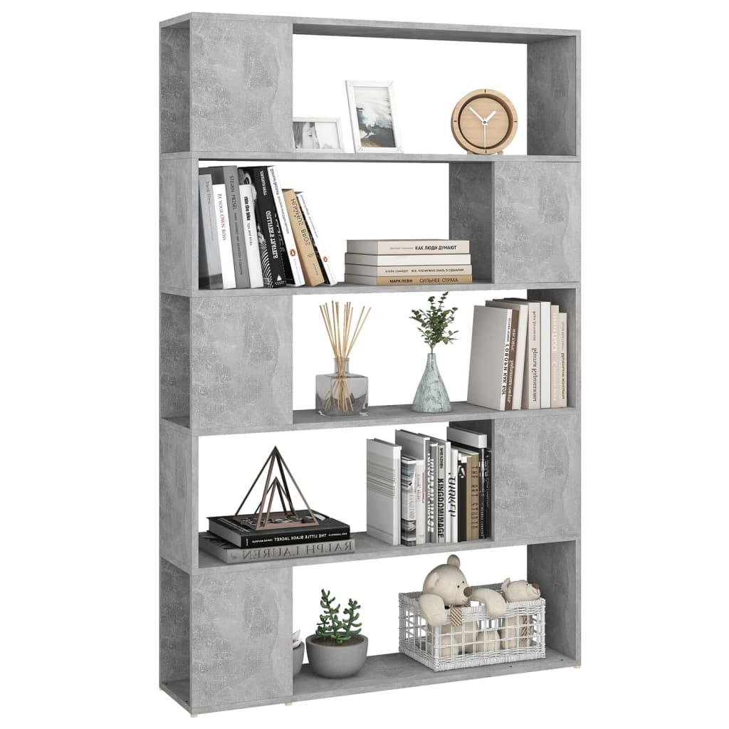 vidaXL Bibliothèque Séparateur de pièce Gris béton 100x24x155 cm Bois d'ingénierie