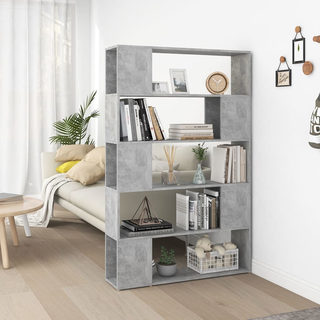 vidaXL Bibliothèque Séparateur de pièce Gris béton 100x24x155 cm Bois d'ingénierie