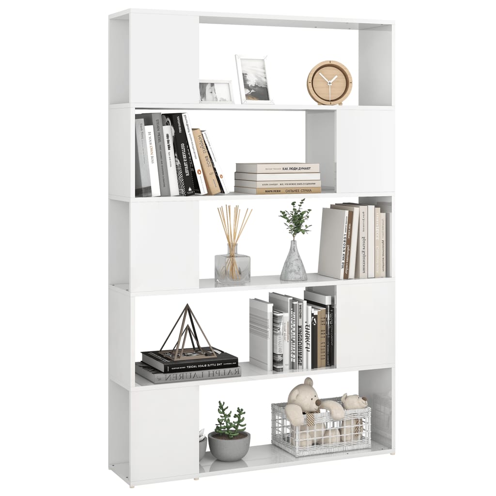 vidaXL Bücherregal Raumteiler Hochglanz-Weiß Holzwerkstoff