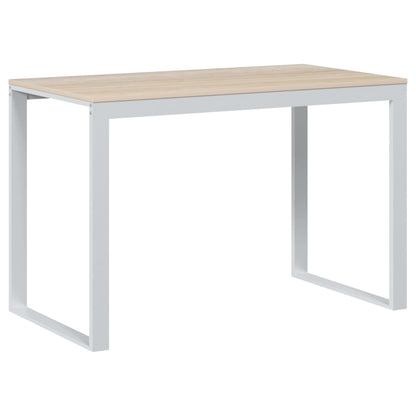 vidaXL Bureau blanc et aspect chêne 110x60x73 cm Bois d'ingénierie