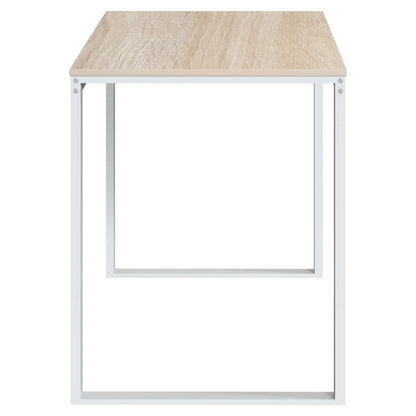 vidaXL Bureau blanc et aspect chêne 110x60x73 cm Bois d'ingénierie