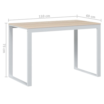 vidaXL Bureau blanc et aspect chêne 110x60x73 cm Bois d'ingénierie