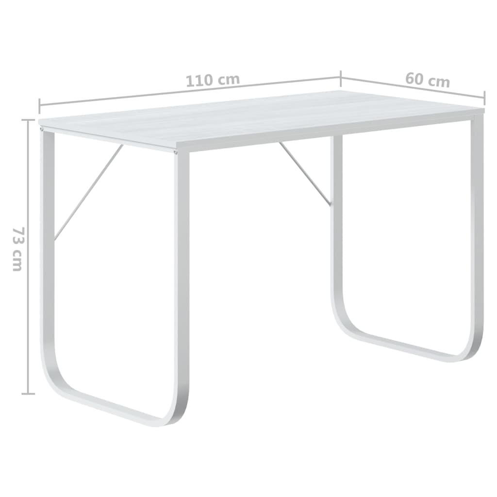 vidaXL Computertisch Weiß 110x60x73 cm Holzwerkstoff