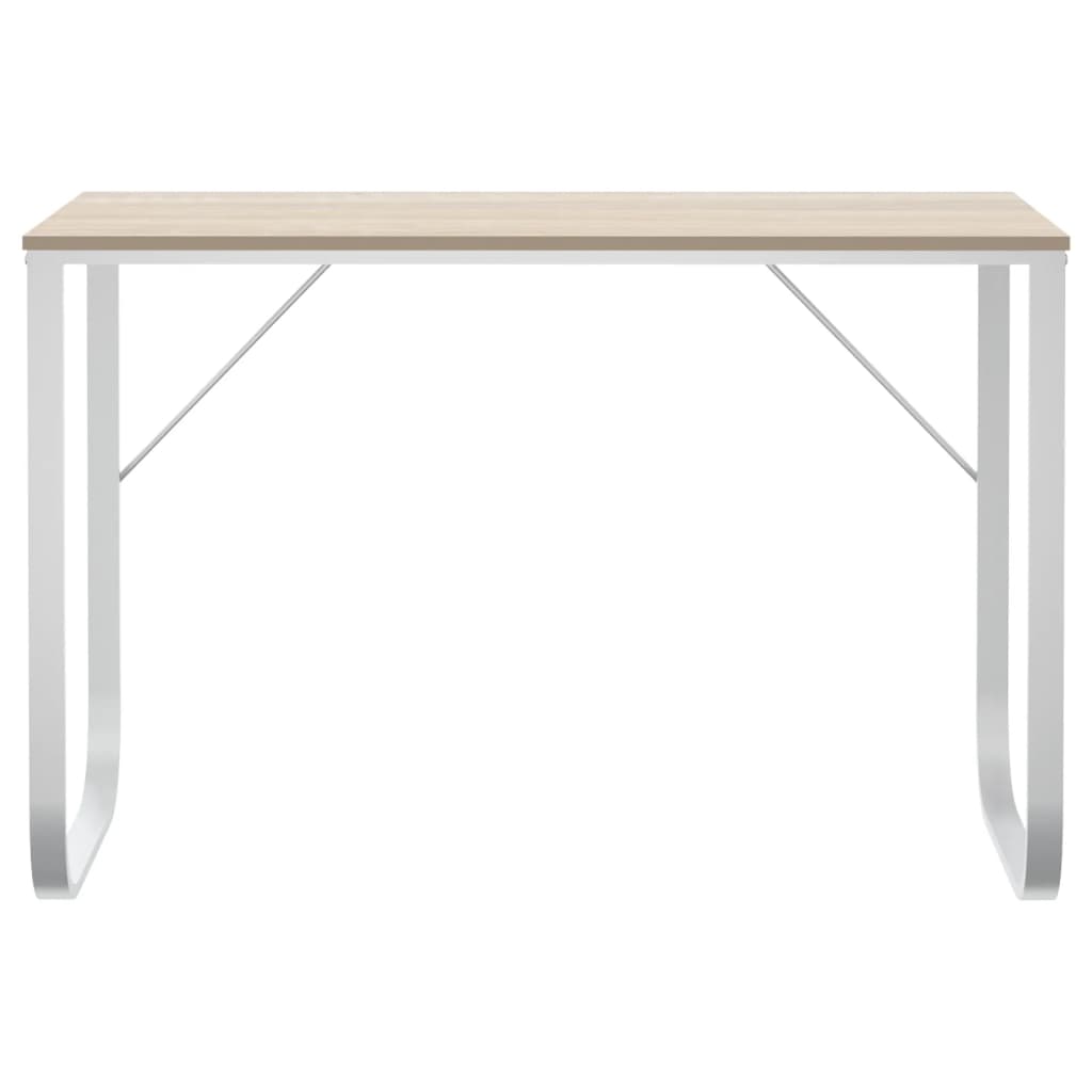 vidaXL Computertisch Weiß und Eiche-Optik 110x60x73 cm Holzwerkstoff