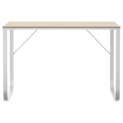 vidaXL Computertisch Weiß und Eiche-Optik 110x60x73 cm Holzwerkstoff