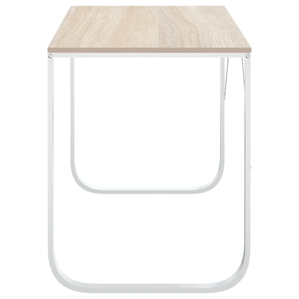 vidaXL Computertisch Weiß und Eiche-Optik 110x60x73 cm Holzwerkstoff