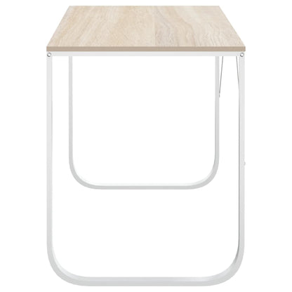 vidaXL Computertisch Weiß und Eiche-Optik 110x60x73 cm Holzwerkstoff