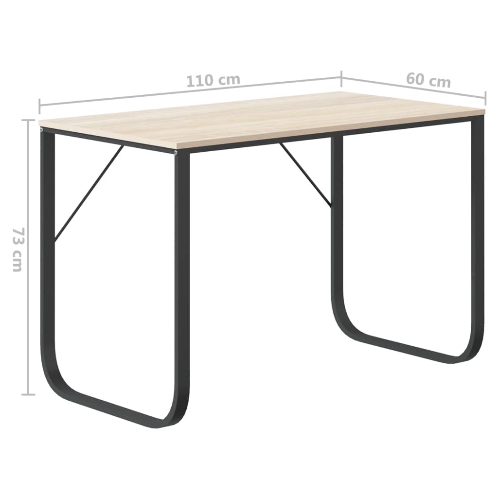 vidaXL Computertisch Schwarz und Eiche-Optik 110x60x73cm Holzwerkstoff