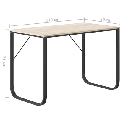 vidaXL Computertisch Schwarz und Eiche-Optik 110x60x73cm Holzwerkstoff