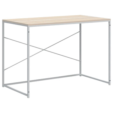 vidaXL Computertisch Weiß und Eiche-Optik 110x60x70 cm Holzwerkstoff