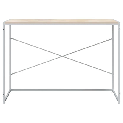 vidaXL Bureau blanc et aspect chêne 110x60x70 cm Bois d'ingénierie