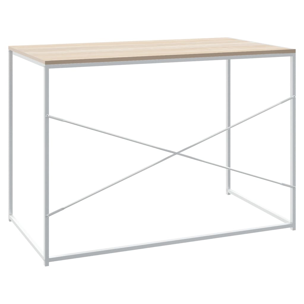 vidaXL Bureau blanc et aspect chêne 110x60x70 cm Bois d'ingénierie