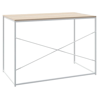 vidaXL Bureau blanc et aspect chêne 110x60x70 cm Bois d'ingénierie