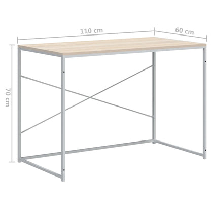 vidaXL Bureau blanc et aspect chêne 110x60x70 cm Bois d'ingénierie