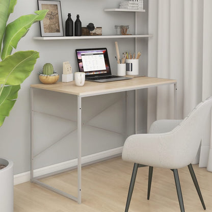vidaXL Bureau blanc et aspect chêne 110x60x70 cm Bois d'ingénierie