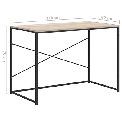 vidaXL Computertisch Schwarz und Eiche-Optik 110x60x70cm Holzwerkstoff