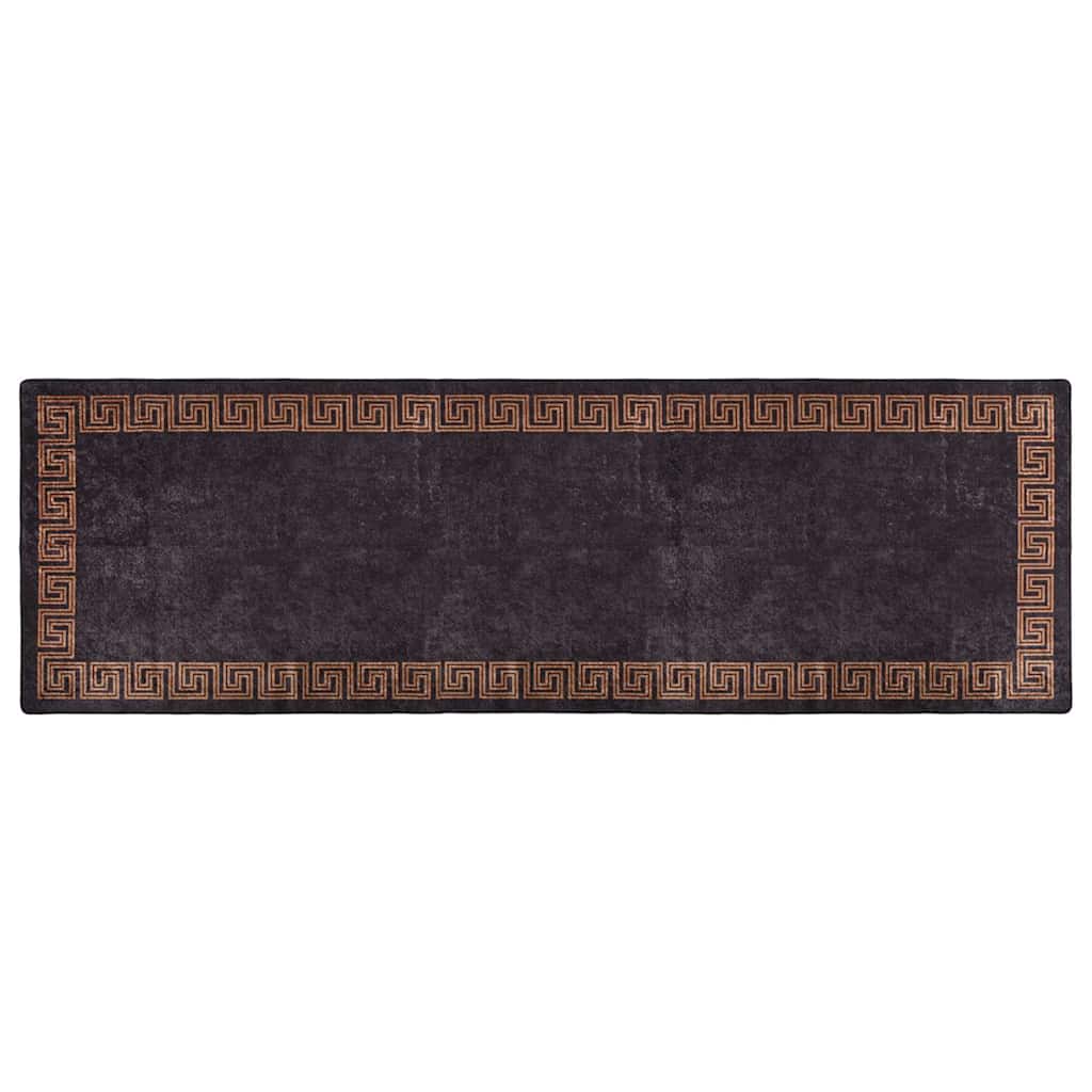 vidaXL Tapis lavable 80x300 cm Noir et doré Antidérapant