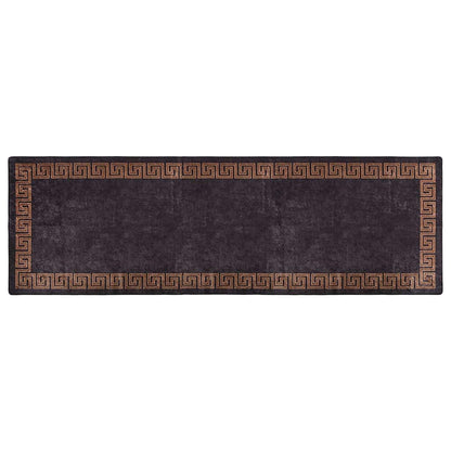 vidaXL Tapis lavable 80x300 cm Noir et doré Antidérapant